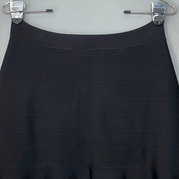 Guess Size XL Stretch Black Bandage Flare Skater Mini Skirt Dark Goth Romantic - Picture 2 of 9